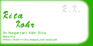 rita kohr business card